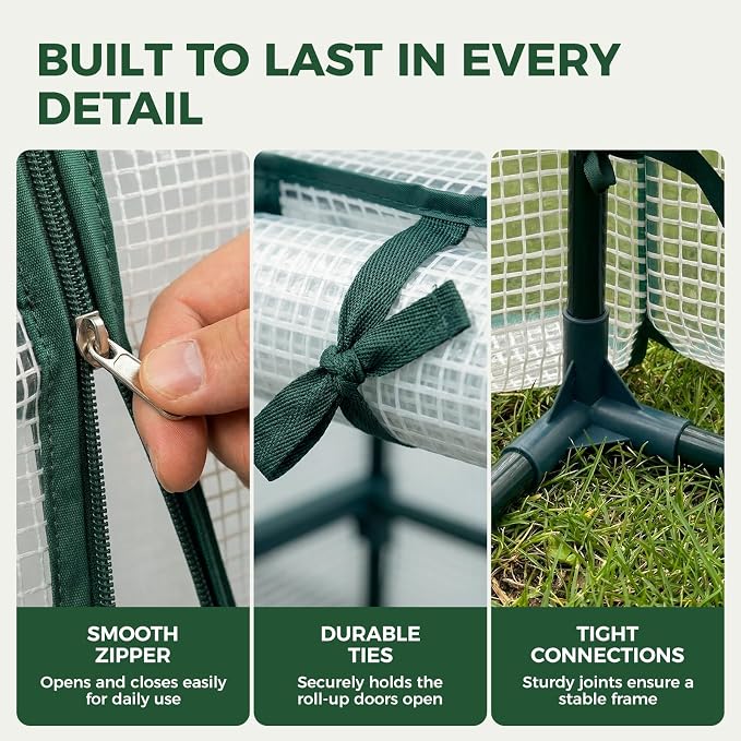 Gentingbro Mini Greenhouse Outdoor Portable Mini Greenhouse with Mesh Vents Portable Frame with Reinforced U-Shaped Ground Stakes 106 x 36 x 34-Inch