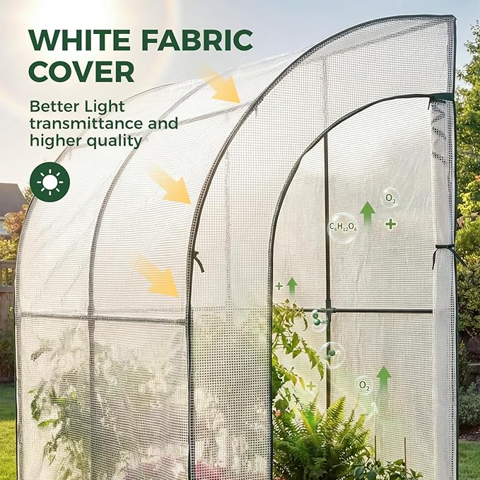 Gentingbro Lean to Greenhouse for Outdoors Portable Walk-in Greenhouse Steel Frame with PE Cover Anchor and Ropes White 79” x 40” x 83”
