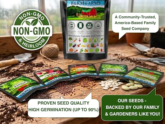 30 Variety Culinary Herb & Vegetable Seed Collection - 30,000+ Heirloom Seeds for Planting: Non-GMO USA Sourced; Easy-to-Grow Garden Favorites in Resealable Mylar Bags with Professional Growers Guide