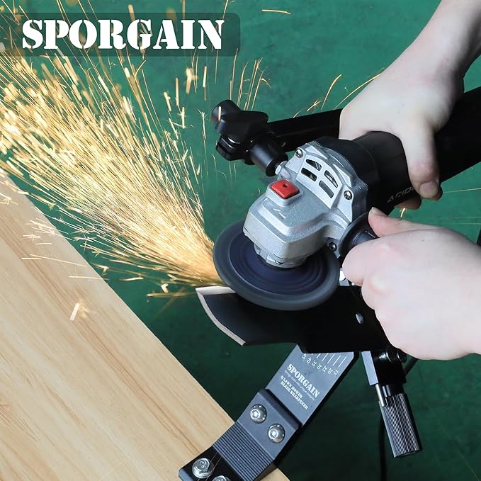 SporGain Lawn Mower Blade Sharpener and Lawn Mower Blade Balancer, Lawnmower Blade Sharpener 15°-45° Adjustable with Lawnmower Blade Balancer Kit Suit for Many Types of Mower Blade, Black