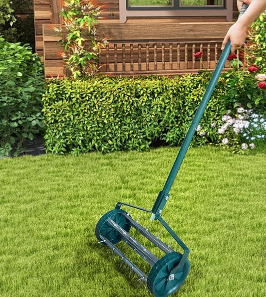 THUNDERBAY 18-Inch Heavy-Duty Rotary Spike Lawn Aerator for Garden & Yard, w/o Mud Guard