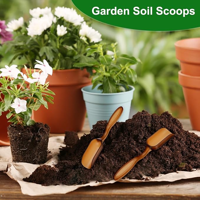 M METERXITY 10-Pack Mini Gardening Shovel Spoons, Plastic Garden Soil Scoops for Cultivation Digging Transplanting/Flower Planting/Plant Succulent, Colorful Small Gardening Tools [Brown]