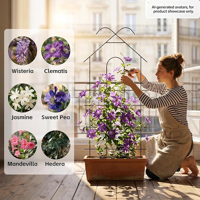 ARIFARO 40" Metal Garden Trellis for Climbing Plants, 4 Pack Large Plant Trellis for Potted Plants, Indoor Outdoor Black Garden Trellis for Vines, Cucumbers, Flowers, 16.5" Wide