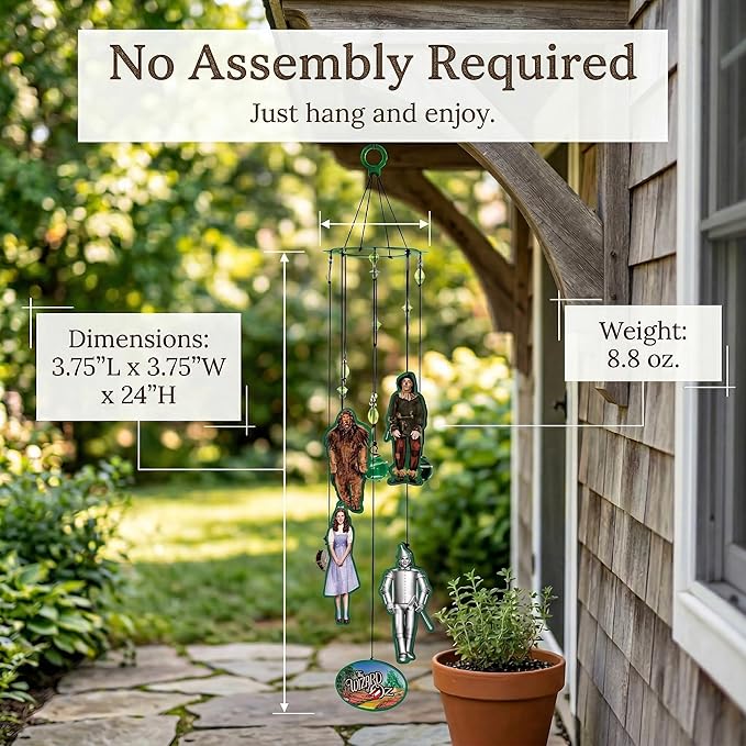Spoontiques Wizard of Oz Wind Chime - Outdoor Garden Décor - Decorative Chimes for Yard, Garden, Backyard and Patio Decoration