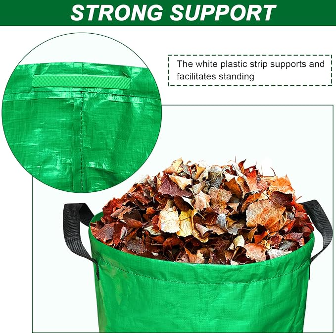 STARPYNG Green PE Woven Leaf Bag (D18, H22 inch) for Garden Waste, Yard Leaves, and Outdoor Debris - Large Capacity, Durable, Reusable with Handles (1-Pack)