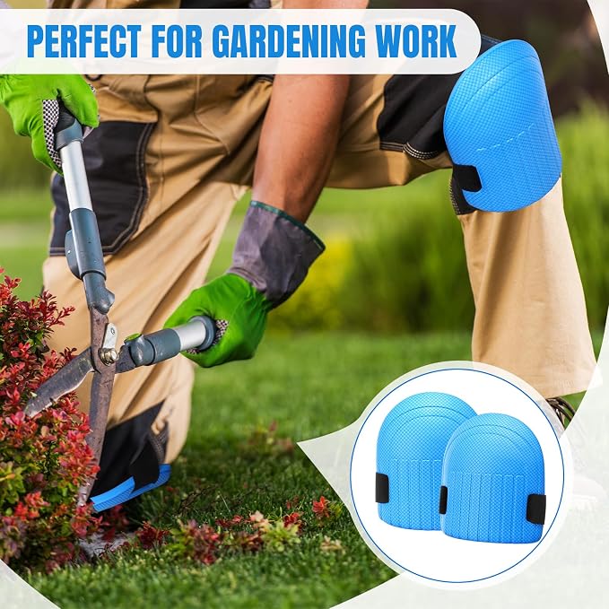 WinnerWhy Gardening Knee Pads for Women and Men Lightweight Waterproof Foam Knee Pads for Gardening and Housework with Adjustable Hook'n'Loop Straps(Blue)