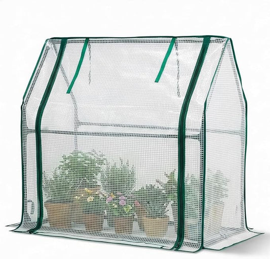 Mini Greenhouse for Indoor Outdoor,36"x18"x33" Tabletop Portable Green House with Waterproof Pad for Small Plants Nursery Germination (White)
