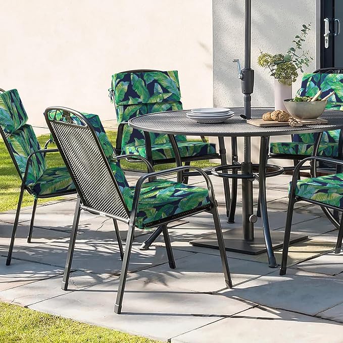 DYTXIII Outdoor High Back Chair Cushions Set of 2, 44"x22" Water Repellent Patio Seat Cushions with Elastic Sponge, All Weather Chair Pads for Rocking, Dining Chairs, Patio Furniture - Hanalei Lagoon