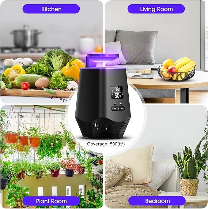 Fruit Fly Traps for Indoors, Smart Fly Trap Indoor Bug Zapper Gnat Traps for House Indoor with Temperature and Humidity Sensor, 10PCS Sticky Boards Black 0