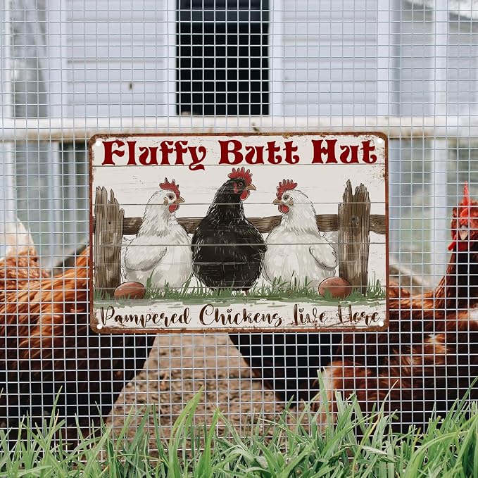 Chicken Coop Metal Sign Accessories Funny Chicken Coop Sign For Home Decor Kitchen Decoration Wall Art Farm Farmhouse Vintage Decor 12 * 8in