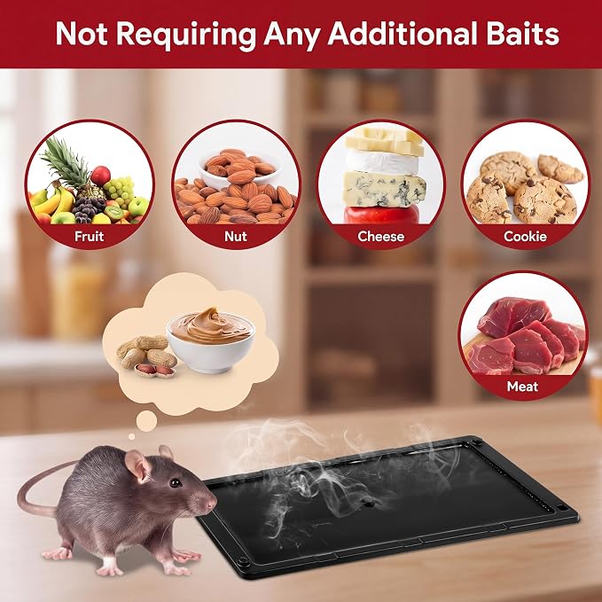Qualirey 36 Pack Rat Glue Traps 10x5 Inch, Pre-Baited Heavy Duty Mouse Sticky Traps for Mice Snakes Roaches, Large Adhesive Glue Boards with Peanut Scent, No Touch Disposal, Indoor Outdoor (Black)