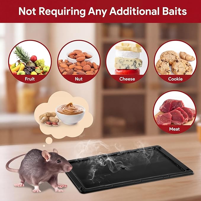 Qualirey 60 Pack Rat Glue Traps 10x5 Inch, Pre-Baited Heavy Duty Mouse Sticky Traps for Mice Snakes Roaches, Large Adhesive Glue Boards with Peanut Scent, No Touch Disposal, Indoor Outdoor (Black)