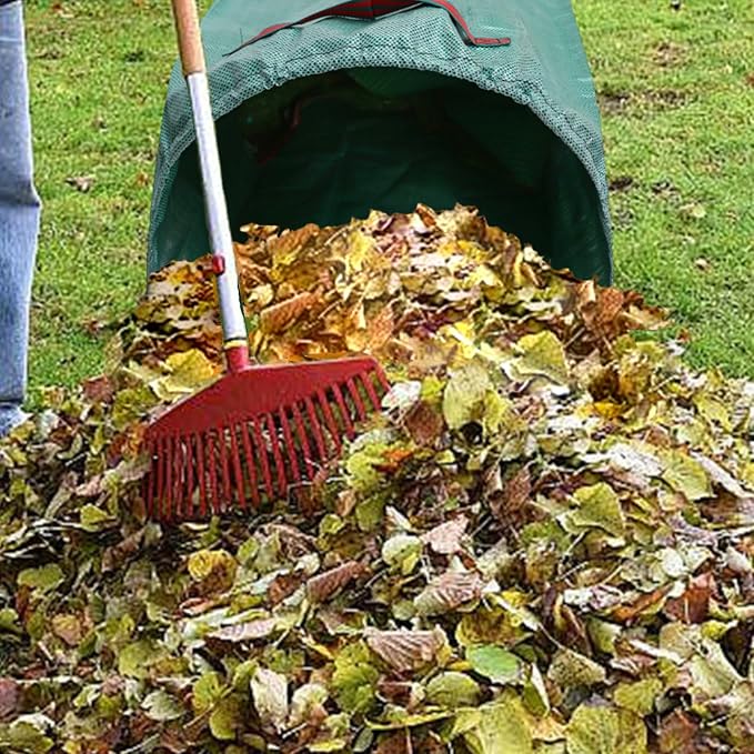 72 Gallon Reusable Yard Waste Bags 2 Pack Leaf Bag Holder, Dustpan-Type Leaf Lawn Bag, Leaf Bag with Gardening Gloves, Clollapsible Leaves Collector Garden Bag for Debris, Grass, Branches, Trash