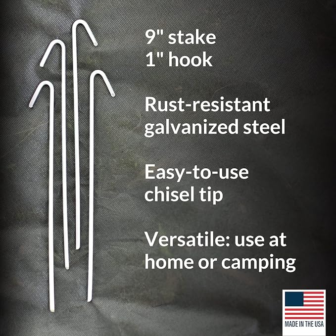 Pinnacle Mercantile 120 Pack Tent Stakes Metal Garden Edging Fence Hooks Pegs Christmas Decoration Stakes Made USA 9 inches Long