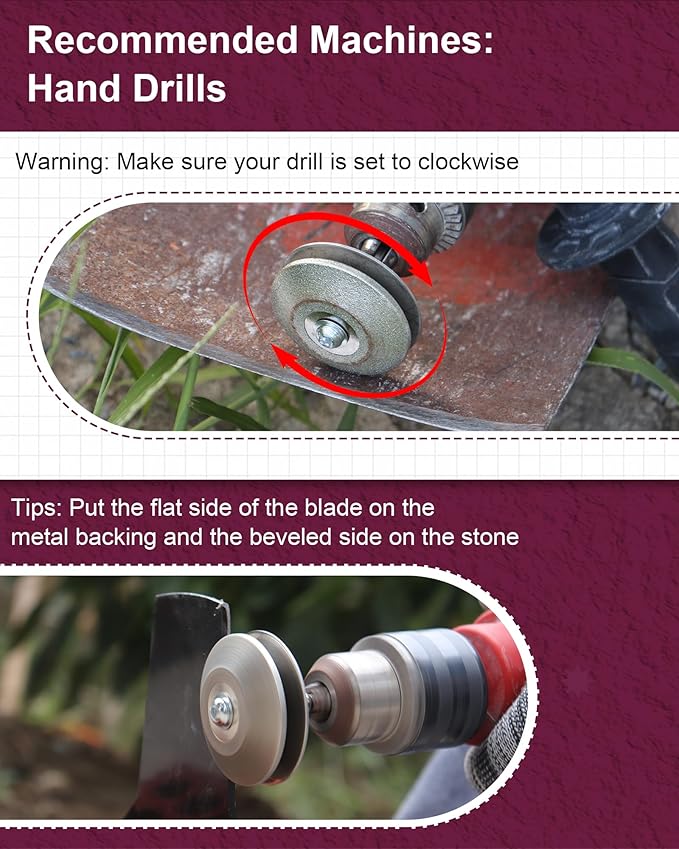 Lawn Mower Blade Sharpener - Grit 100/120 Multi-Purpose Diamond Sharpener for Garden Shears/Scissors/Knife/Trowel, Bypass Loppers, Weeding Sickle, Splitting Axe, Machete, for Hand Drills