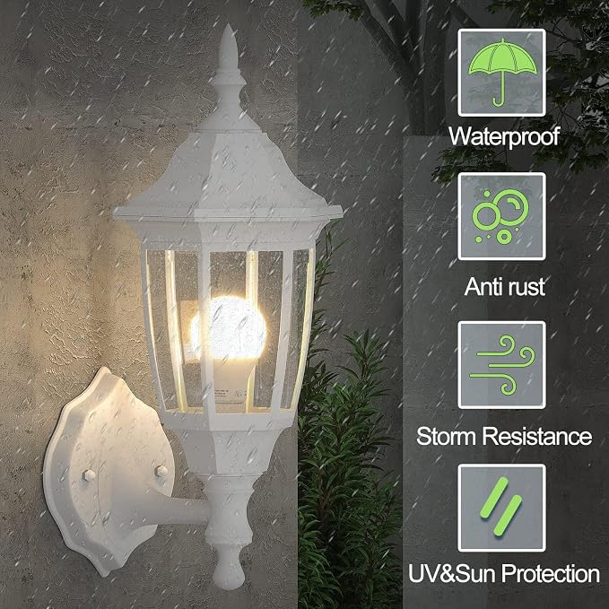 EMART Outdoor Front Porch Light, Exterior Anti-Corrosion, Waterproof Aluminum & Glass Shades Wall Lamp Fixture, Modern Sconce Lantern for Outside, House, Garage - 1 Pack, Gold （Bulb Included）
