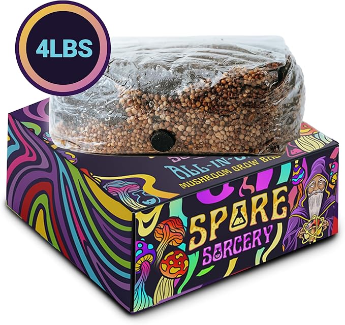SPORE SORCERY 4 LB All-in-One Grow Bag: Up to 32oz of Mushrooms! Nutrient-Enhanced, Injection Port, Just Add Your Own Spores & Grow Like Magic (4 LB Bag)