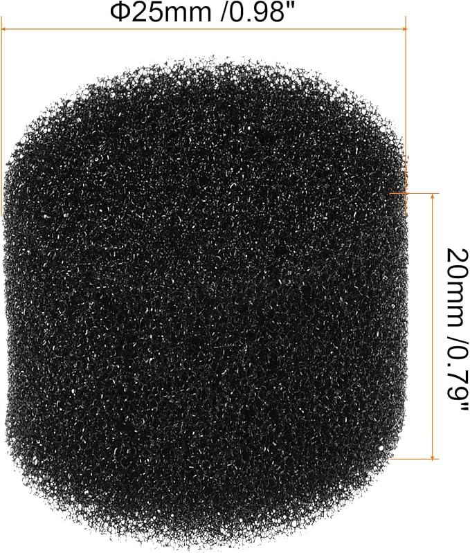 MECCANIXITY 100pcs Hydroponic Sponges, 1" Growing Media Cylindrical Sponges for Home Vegetable Flower Planting, Black