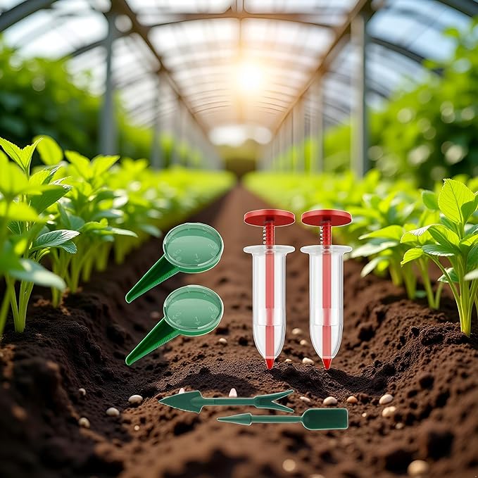 6Pcs Mini Sowing Seed Dispenser, Seed Planter Tool, Handheld Seed Planter, Mini Hand Seed Spreader, Garden Seed Planter, Small Seed Spreader with Seedlings Dibber Widger for Spreading,Seed Sower Tool