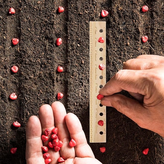 Plant Spacer Folding Ruler,Wooden Plant Ruler,Seeder Spacer Tool with Holes,Planting Ruler for Accurate Seed Spacing,Seeding Garden Template for Outdoor Raised Bed Gardening and Vegetable (2)