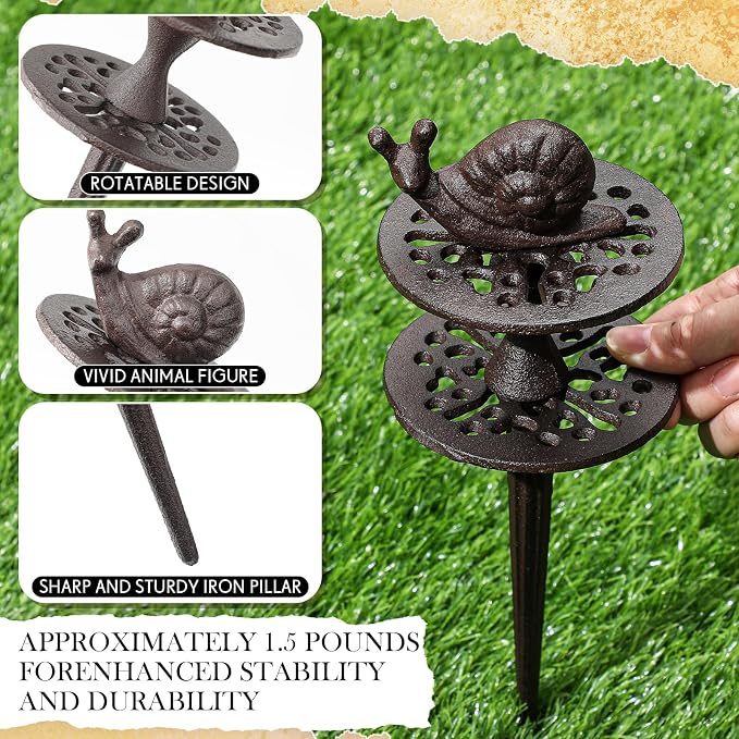 Briwooody 4 Pcs Heavy Duty Garden Hose Guide Stakes, Metal Cast Iron Water Hose Guide Spike Garden Stakes Decorative for Outside Flower Beds Plant, 12~14 inches (Classic)