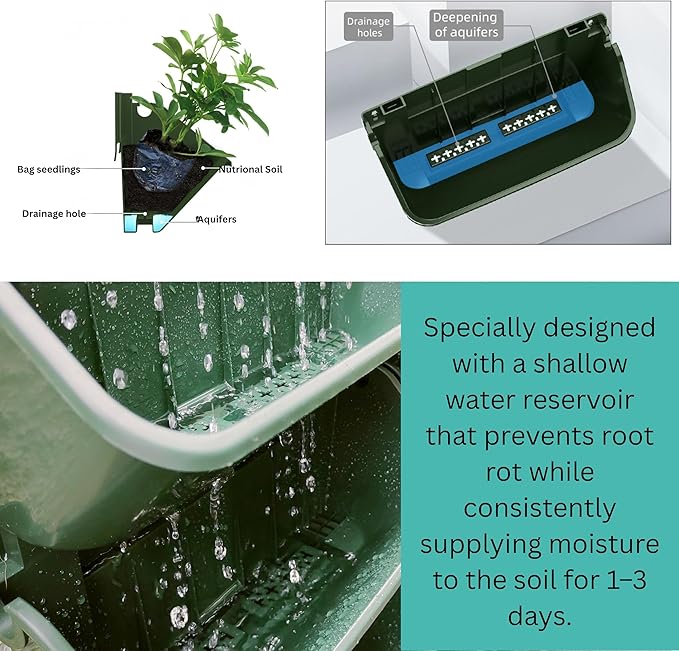 LaLaGreen Vertical Garden Planter – 24 Pack 13 Inch Dark Green Hanging Pots for Vertical Gardening, Indoor Outdoor Garden Use, Green Wall, Patio and Porch Decor, Ideal for Herbs, Flowers, Home Display