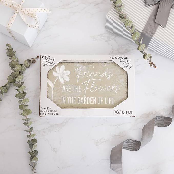 Pavilion Gift Company – Friends Are Flowers – 7” Indoor Outdoor Weatherproof Decorative Garden Stepping Stone Plaque Best Friend Bestie BFF Friendship