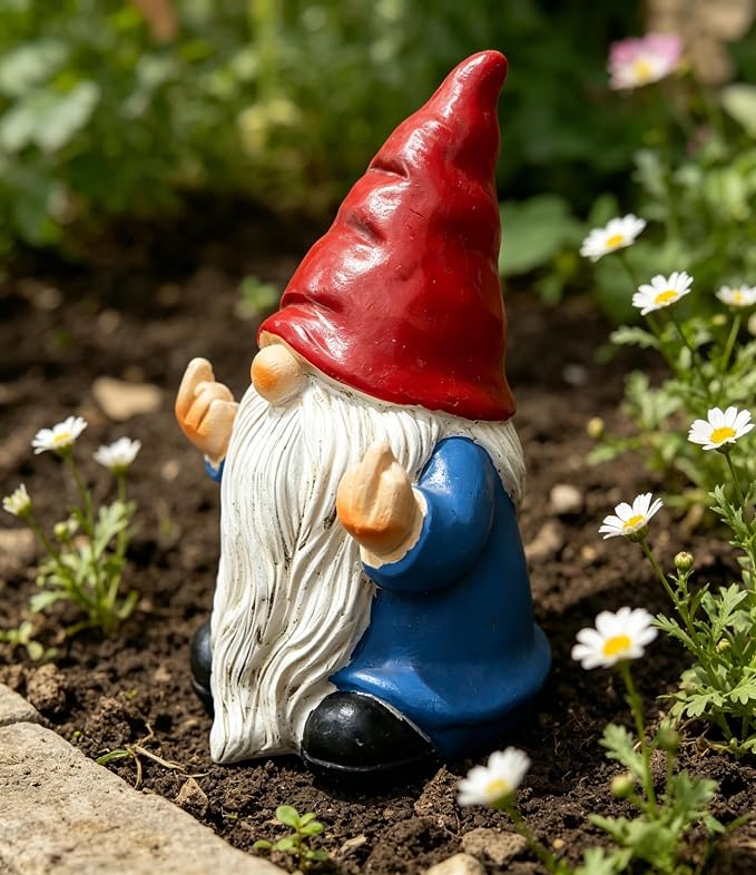 QINJIEJIE Garden Gnomes Outdoor Funny Gnome 3.5in Naughty Gnomes for Fairy Garden Yard Decoration Lawn Ornament Gnome Statue for Home Decor