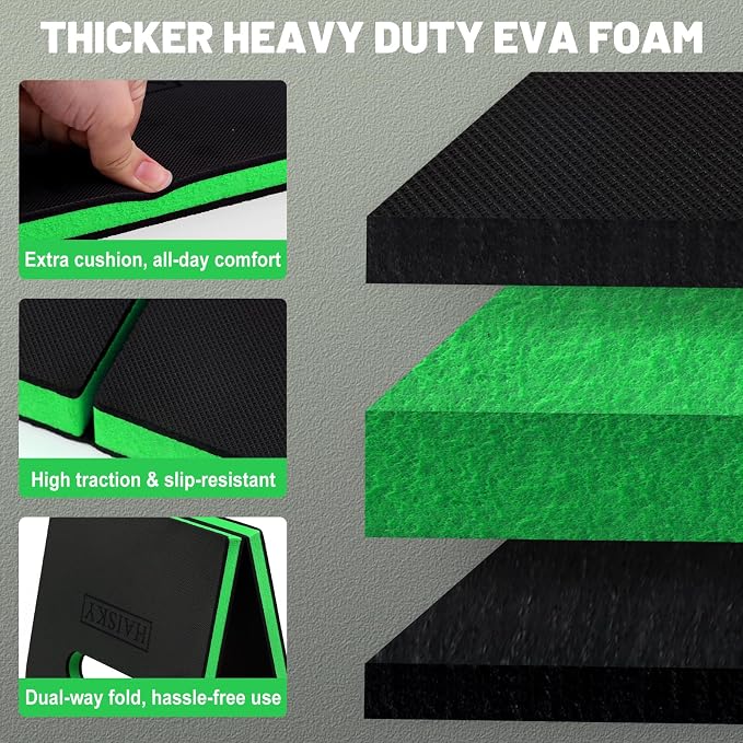 Foldable Kneeling Pad for Gardening & Mechanic Work, Waterproof Extra Thick High Density EVA Foam Knee Mat for Bathing Baby, Exercise,Portable Cushion with Handle, 20.4" x 11.8" (Green & Black)