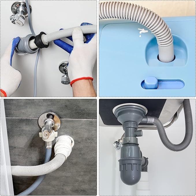 2Pcs Gray Clothes Washer Drain Hose Holder - U-Shape Washing Machine Drain Hose Hook Adapter | Clothes Washer Dishwasher Washing Machine Guide Mounting Bracket Replacement