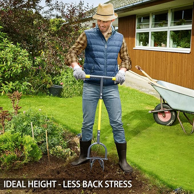 Jardineer Hand Tiller Garden Claw Set, Garden Twist Tiller with Small Soil Tiller, Heavy Duty Manual for Flower Box and Raised Bed