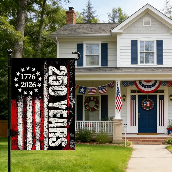 250 Anniversary Usa Garden Flags for Outside,250 Anniversary USA Flag 1776-2026 Semiquincentennial Commemorative Patriotic Yard Sign 4th of July Decorations 250 Year of Freedom Banner Double-Sided Waterproof Garden Flag with Stars Stripes 250 Year Amer...