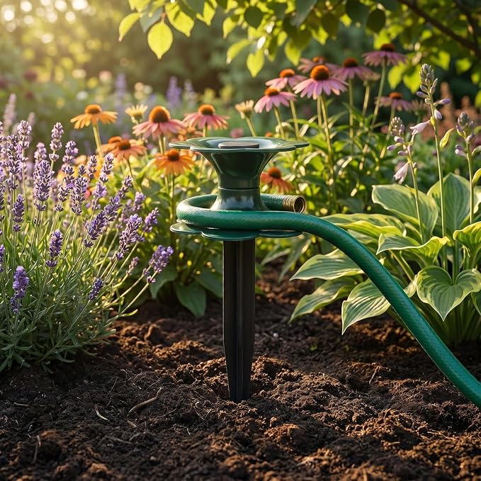 Kisangel Garden Hose Wheel with Guide Spikes 3-Pack 9.84In Watering Pipe Reel for Lawn Flower Bed Protection Directional Hose Guide for Patio Garden Irrigation