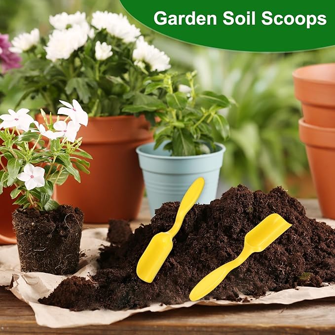 M METERXITY 20-Pack Mini Gardening Shovel Spoons, Plastic Garden Soil Scoops for Cultivation Digging Transplanting/Flower Planting/Plant Succulent, Colorful Small Gardening Tools [Yellow]