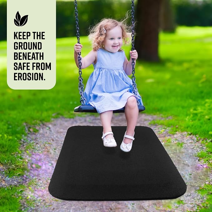 Playsafer Playground Safety Rubber Wearmat for Swingsets and Slides - 1" Thick X 24" W X 40" L (1 Pack, Black)