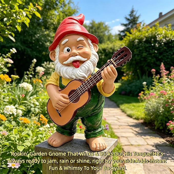 large — garden gnomes,FHNQRQN,gnomes,garden gnomes outdoor,gnome garden decor,gnomes clearance,gnomes decorations for yard,funny gnomes,gnome gifts,Musical Gnomes statues,lawn gnome,outdoor gnome yard