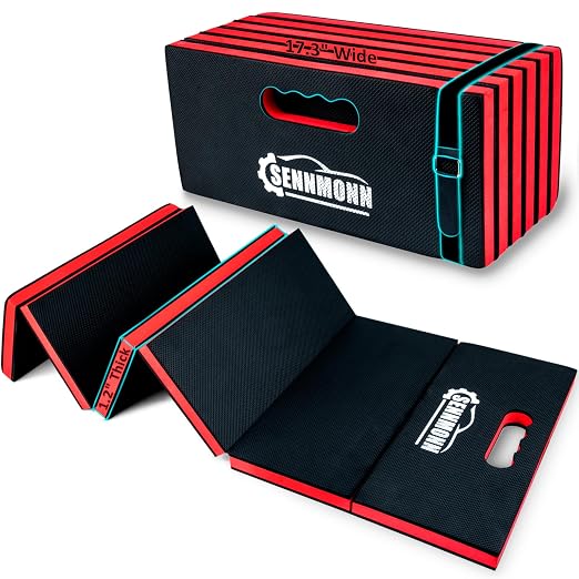 1.2" Extra Thick Mechanic Mat, Foldable Kneeling Pad with Handle and Storage belt Waterproof Comfortable EVA Cushion Mat for Working,Repairing,Gardening,Yardwork,Camping,Home Gym,47.3*17.3*1.2’’