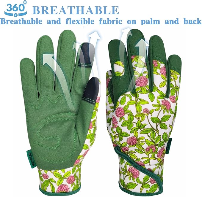 Gardening Gloves,Women Yard Work Garden Glove,Gifts | Thorn Proof,Puncture Resistant,Touchscreen,Gift,Leather,Spandex
