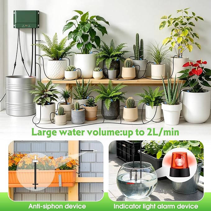 Solar Irrigation System 10W for Automatic Plants Watering, Summer Garden Drip Irrigation Kit for Solar Garden Drip Irrigation System,Supported Irrigation System Kit for Plant Bed,Green House