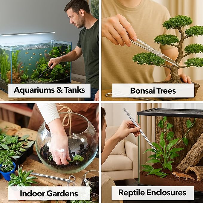 Mandala Crafts 10 Inches Silver Stainless Steel Straight Aquarium Scissors for Trimming Aquatic Plants – Long Aquascape Scissors for Fish Tanks, Hospital Tanks, Goldfish Bowls, and Terrariums