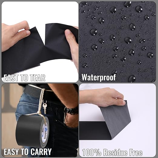 New Upgrade Gaffer Tape Bulk 4 Pack, 11 Mil Industrial Grade Gaffer Tape, 4’’ x 30 Yards, Strong Adhesion, Easily Remove No Residue, Professional Matte Finish No Reflection, Black Cloth Tape for Stage