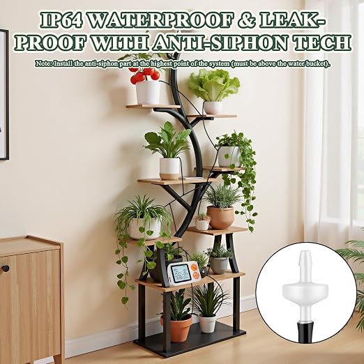 Automatic Watering System for Potted Plants, Indoor Auto Plant Waterer with Programmable Timer, Soil Moisture Sensor self Watering Device for 15 Plants, Ideal for Travel, Vacation, Away