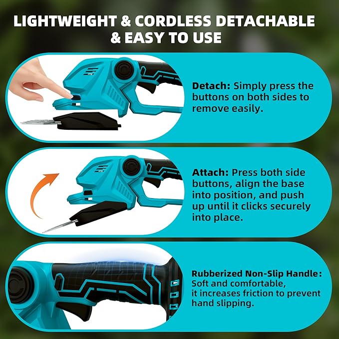 4-in-1 Pole Hedge Trimmer & Cordless Grass Shears,2×4.0 Ah Batteries & Included Charger,Dual Blade Design,Extension Tree Pruner,Bush Trimmer for Tree Trimming/Garden/Lawn