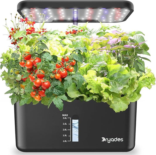 Hydroponics Growing System - 10-Pod, 24W LED & Quiet Pump for Herbs, Veggies | Indoor Herb Garden, Full-Spectrum LED Grow Lights, Plant Germination Kit, Gift for Gardening Lovers