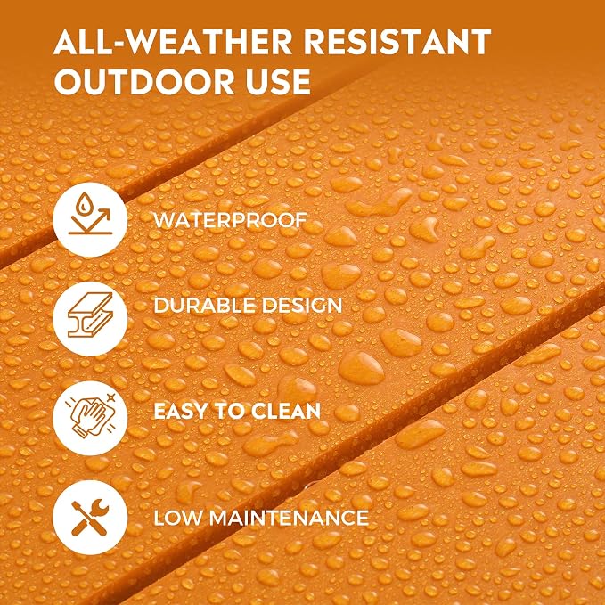 Costaelm Square Outdoor Side Tables, Adirondack Patio Tables for Outside, HDPE Patio End Table Weather Resistant, Balcony Table for Pool, Seaside, Backyard, Porch, Indoor Companion, Orange