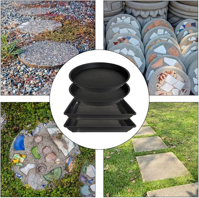Round Stepping Stone Molds, 4 Size Cement Paver Molds for Concrete 12.7'' 13.2'' Plastic Brick Concrete Molds and Forms for Walkways Garden Pavement