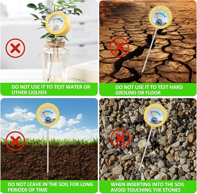 Soil Moisture Meter - Included 200+ Plants Care Guide, 80 pH Test Strips & Sample Tube, Soil Water Tester, Soil Hygrometer Sensor Tool for Garden, Lawn, Farm Plants Care, No Battery Needed
