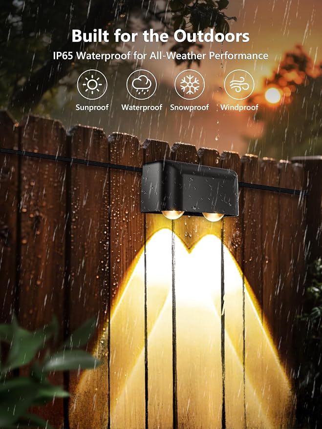 Brizled Smart RGBCW Fence Lights Outdoor, Red White Blue Deck Lights APP Controlled Compatible with Alexa & Google Home, Music Sync Fence Lighting for July 4th Garden Backyard Yard, 72.18ft 12 Pack