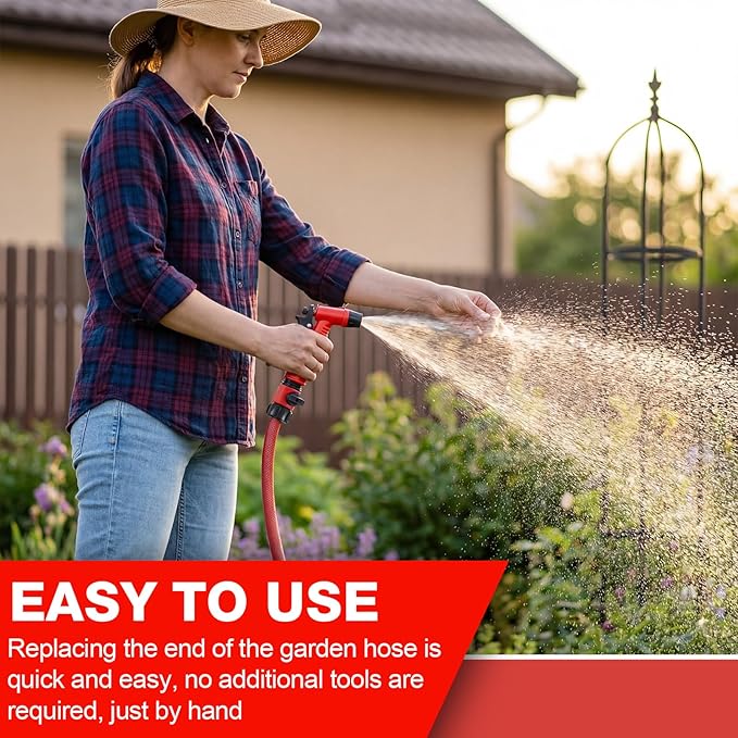 Hotop 12 Pcs Garden Hose Shut Off Valve Plastic Connect Water Hose Turn Off Valve with Anti Leak Standard 3/4 Inch Thread and Rubber Gaskets (Red)
