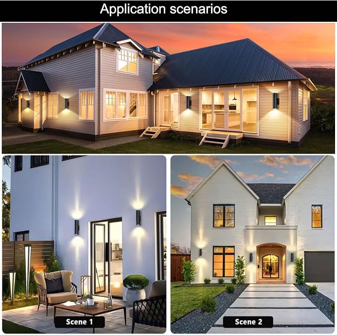 6Pack 14inch LED Square Up & Down Wall Lights,14W Outdoor Wall Light 4000K Day White Aluminum Body Waterproof IP65 LED Exterior Light Fixtures Wall Mount for House Patio Garage Garden.